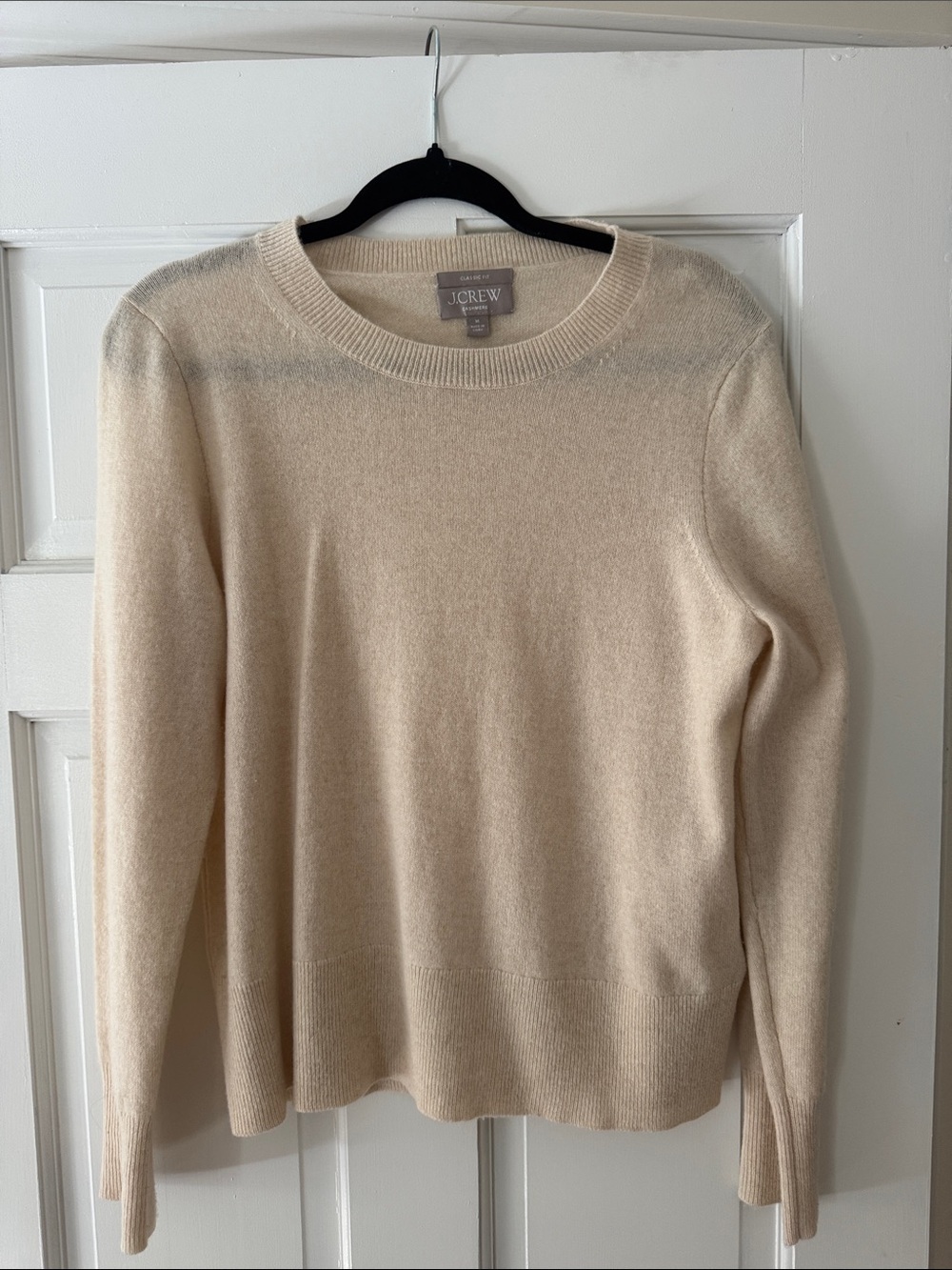 J. Crew Cream Cashmere-Blend Crewneck Sweater